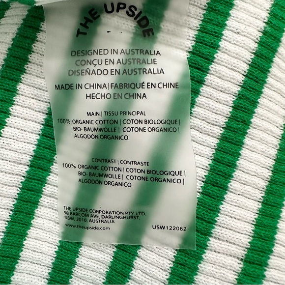 The Upside Tropez Lyla Knit Tee Green White Medium Stripes Organic Cotton NWT - Picture 4 of 8